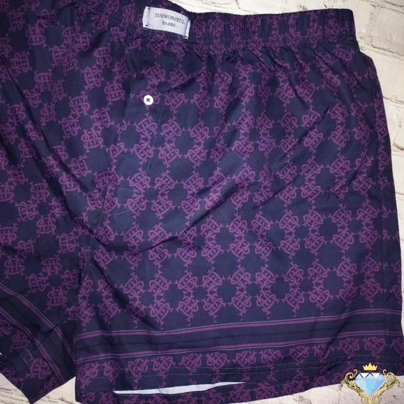 SHEIN Sumwon Men's Mid-Length Boxer Shorts - Size Large Geometric Pattern Lounge - Picture 5 of 7